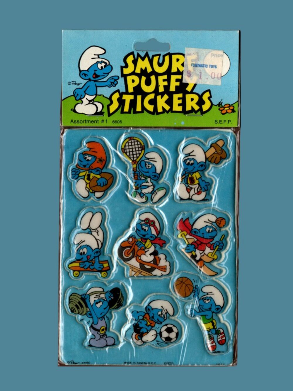 Smurfs Sports Puffy Stickers Sheet Unopened Retro Craft & Collecting
